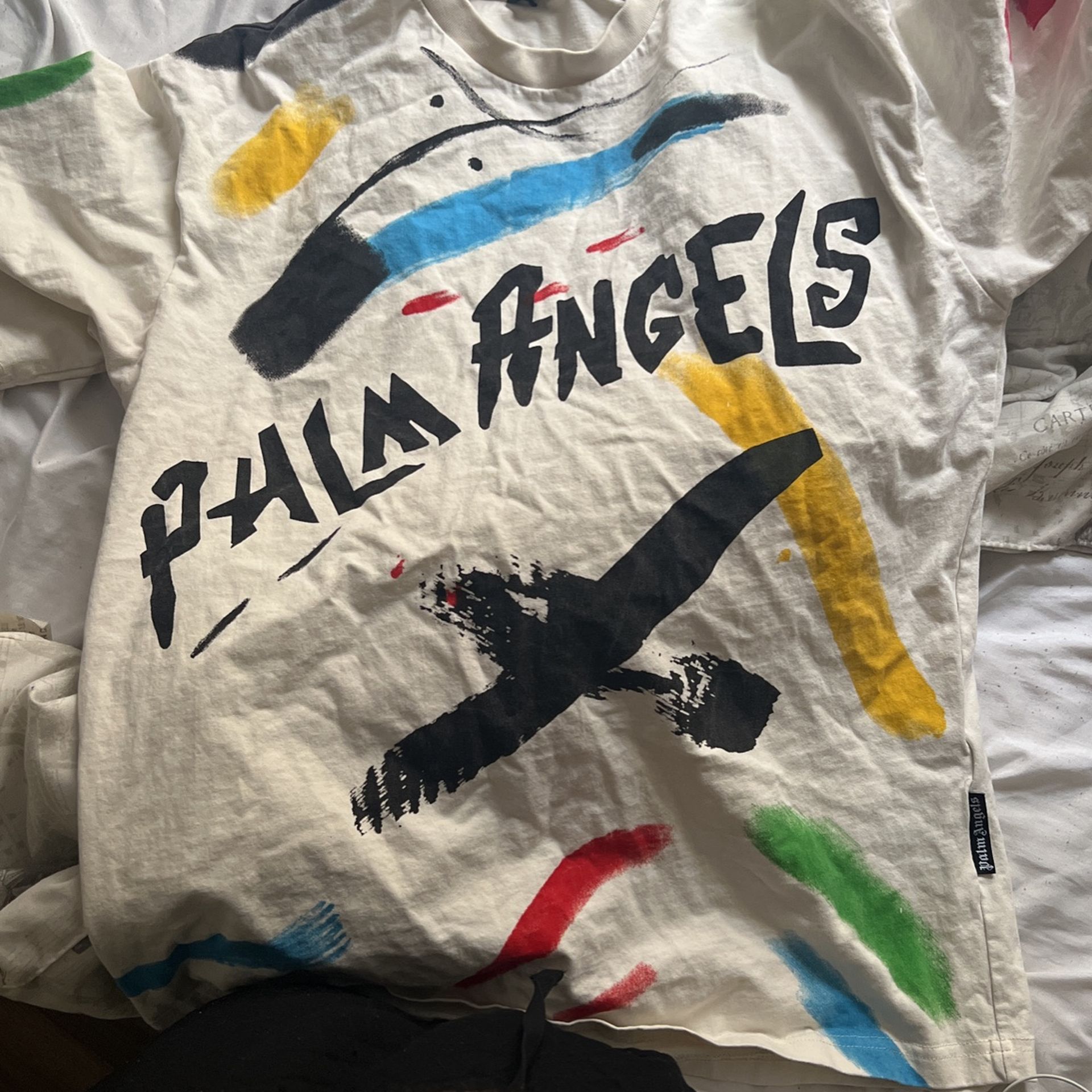 Palm Angels White T Shirt Yellow Spray Sz Medium NEW for Sale in Pembroke  Pines, FL - OfferUp