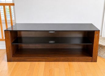 Modern TV Stand / Media Console with Glass Shelves