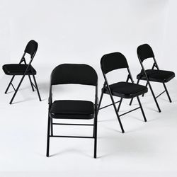 Homy Casa  Fair 4-Piece Black Metal Folding Chair Set · Sturdy & Space-Saving