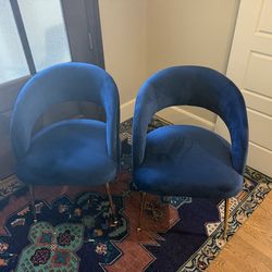 2 Velvet Blue Chairs