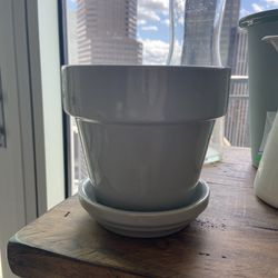 Gray Glazed Plant Pot