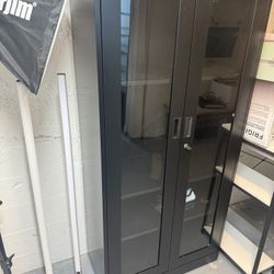 Glass Door Metal Cabinet With Lock