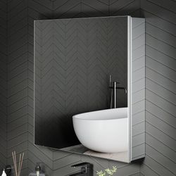 24x26 Bathroom Medicine Cabinet Mirror Aluminum Frame Recessed/Wall Mount Adjustable Shelves