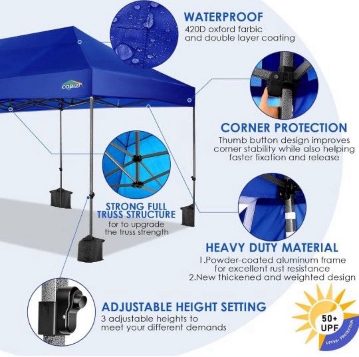 10x20 Heavy Duty Pop up Canopy Tent with 6 sidewalls Easy Up Commercial Outdoor Canopy Wedding Party Tents for Parties All Season Wind & Waterproof Ga
