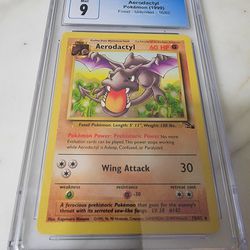 Aerodactyl 16/62 Unlimited Edition Fossil Set Pokemon Card 1999 WOTC CGC 9 🤯💯 lookin minty wit it 👌 Pokemon Pokémon Trading Cards