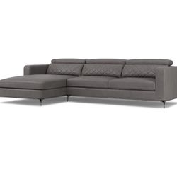 Sectional Faux Leather Grey 