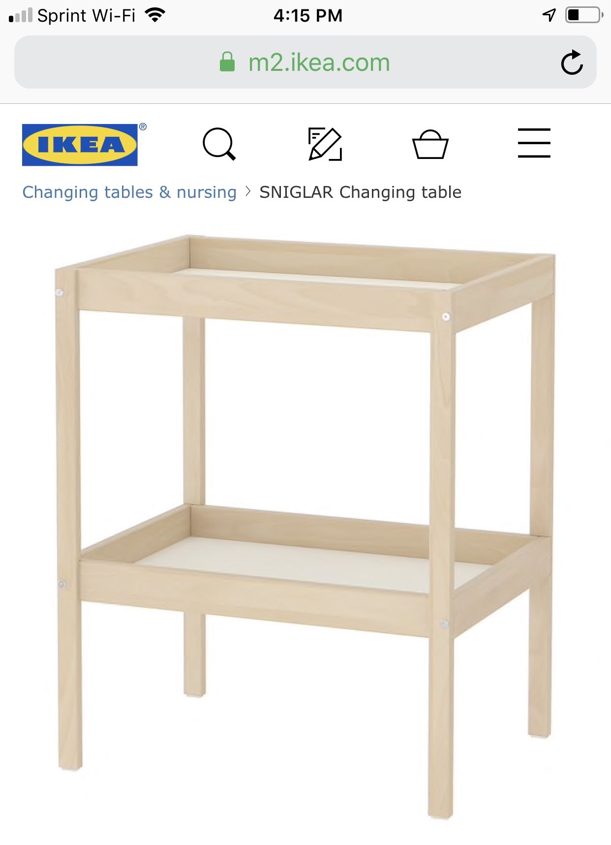 IKEA SNIGLAR CHANGING TABLE