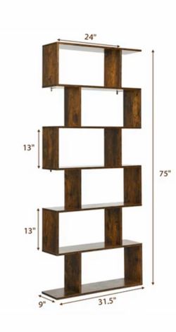 6 tier S shaped bookshelf.