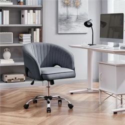 Tufted Barrel Office Chair,Dark Gray