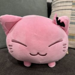 RARE FURYU Nemuneko Cat Big Plush 11in Ghost Pink Version Round1 Exclusive