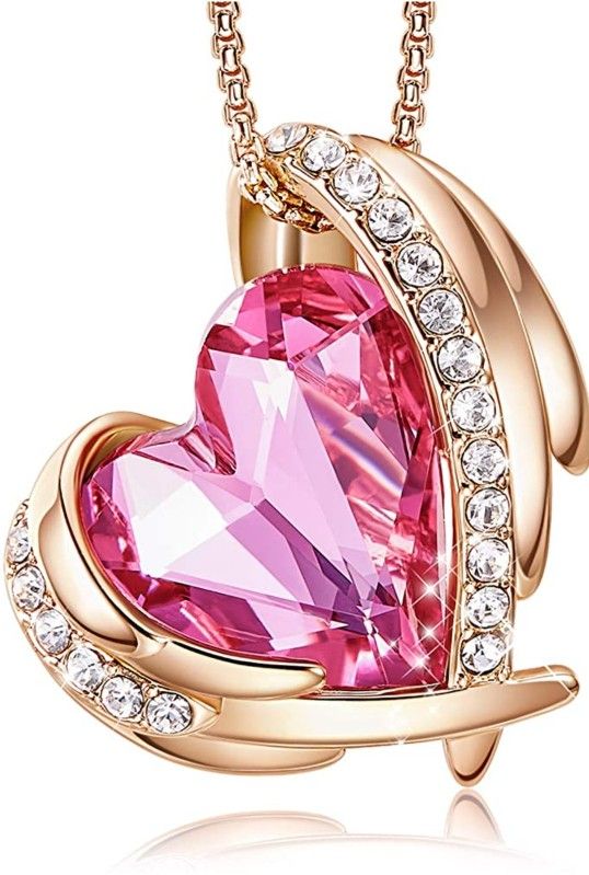 CDE Love Heart Pendant Necklaces for Women Silver Tone Rose Gold Tone Crystals Birthstone Mother's Day Jewelry Gifts for Women Birthday/Anniversary