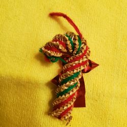 Vintage Straw Christmas Candy Cane 3"