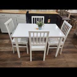 Small 5 Pc White Dining Set (NEW)