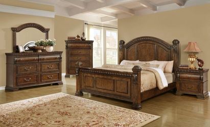 Warm Bourbon Rustic 4 Piece Bedroom Set -Queen or King (NO CREDIT CHECK FINANCING AVAILABLE)