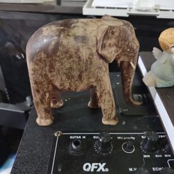 Vintage Wood Hand Carved Elephant 