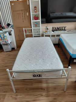 White Twin Metal Bed