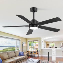 52” Black ceiling fan with light and remote