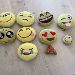 Vintage Emoji Plushies Total Of 9