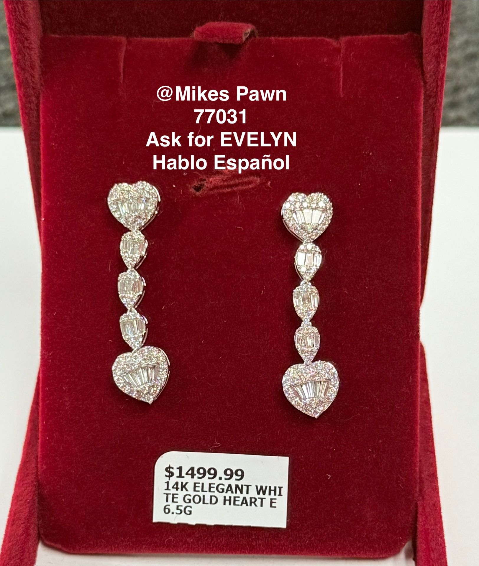 14kt White Gold Diamond Earrings 6.5g 