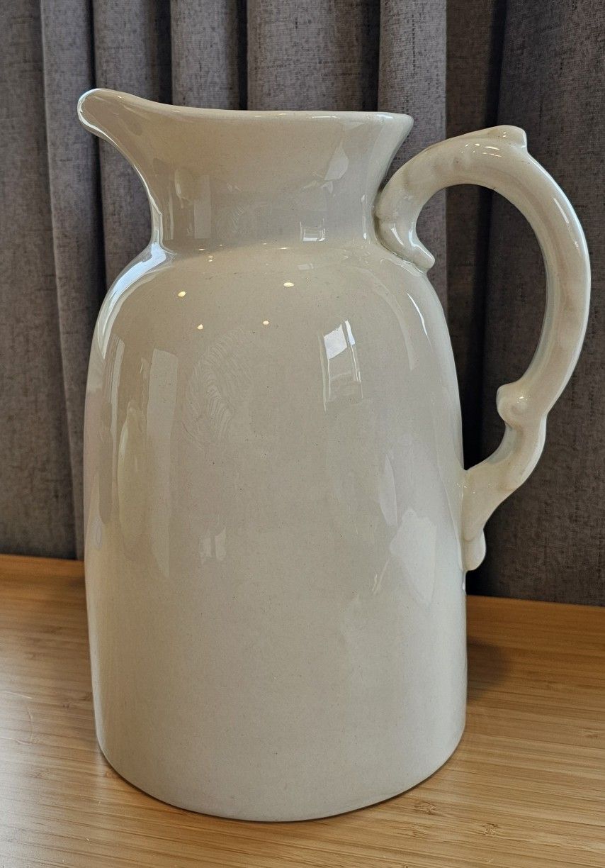 Vintage White Ceramic Pitcher – 1930s/40s