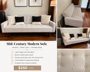 Modern Beige Convertible Futon / Sleeper