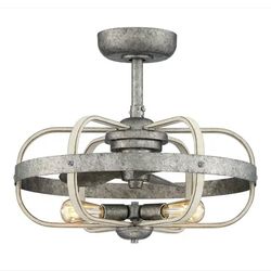 Home Decorators Collection Keowee 23 in. Indoor/Outdoor Silver Coastal Farmhouse Caged Ceiling Fan - New