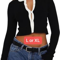 L size Women's Round Neck Long Sleeve Blouse, Button-Down, Colorblock Design, Slim Fit, Casual(pls choose color)
