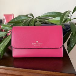Kate Spade Brynn Small Flap Crossbody Bag Clutch, Pink Ruby K4804 NWT
