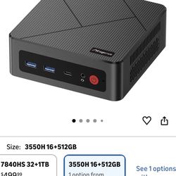 AS1 Mini PC with Ryzen 5 3550H, 16GB DDR4 512GB SSD Mini Desktop, Triple Display USB-C/HDMI/DP/Wi-Fi 5/BT5.0 Mini Computer