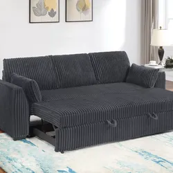Brand New Dark Grey Corduroy Adjustable Sofa Sleeper