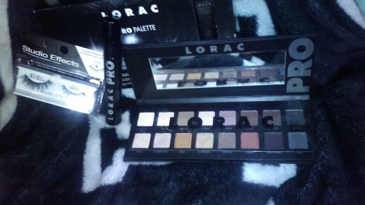 Lorac makeup palette mascara and eyelashes