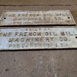 Built By The French Oil Mill Machinery Company Piqua. Ohio USA Metal Sign Antique