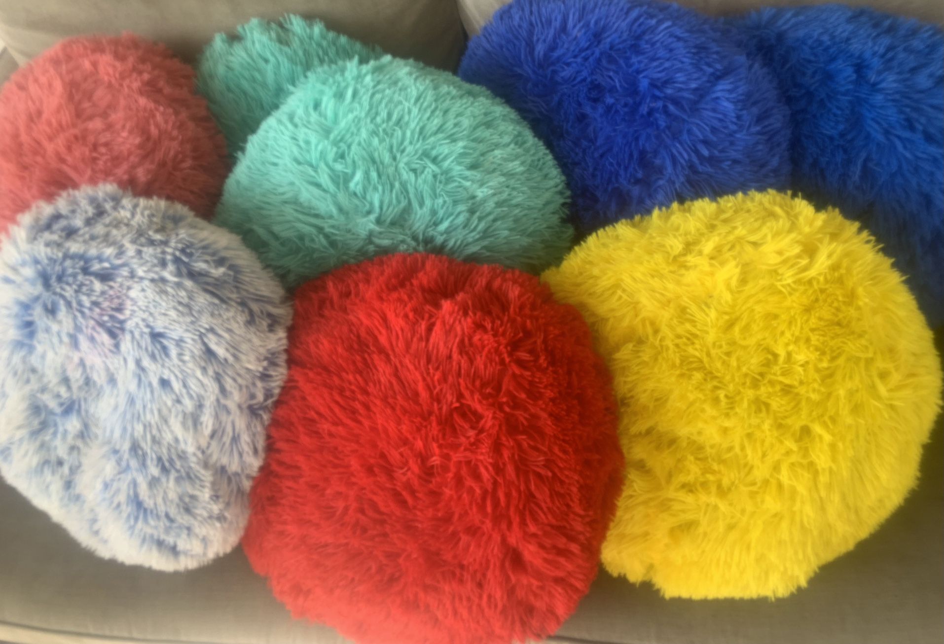 8 Shag Fluffy Throw Pillows For Tent, Floor Play For Little Ones, Bed, Or Just Throw Pillows