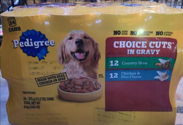 24-pack of Pedigree Choice Cuts in Gravy Variety Pack Wet Dog Food containing 13.2 oz cans