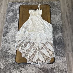 Unique Embroidered White Dress from a boutique
