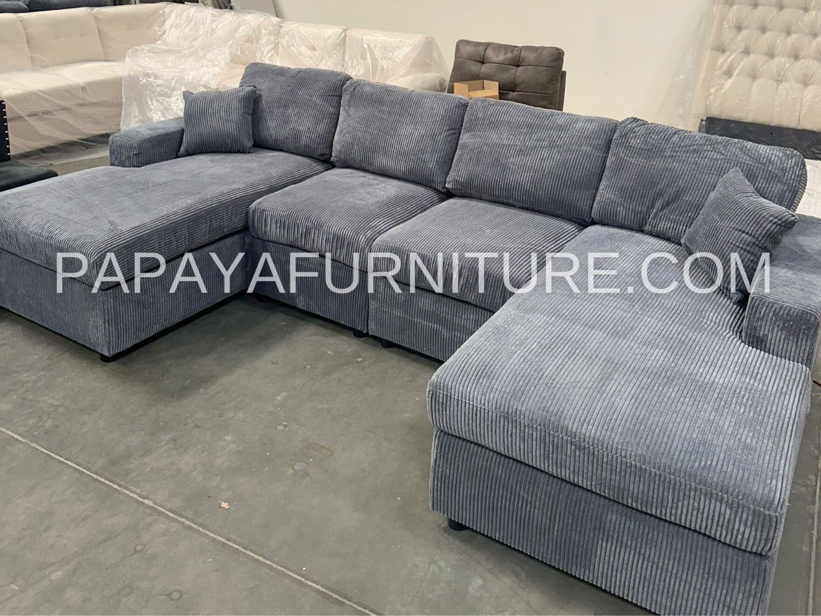 Dark Grey 120”L Double Chaise Sectional Sofa, Corduroy Sectional, U-Shaped Sectional, Grey Sectional With Chaise, Soft Plush Sectional,Sofa,Sectional