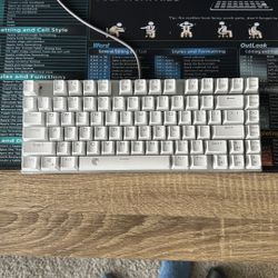LED Backlit Mechanical Keyboard & USB Mouse Set (White/Pink)