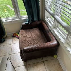 Brown Leather Dog Bed 