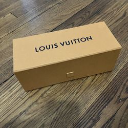 Cardboard Louis Vuitton Gift Box, Yellow/Orange, with Blue Ribbon 
