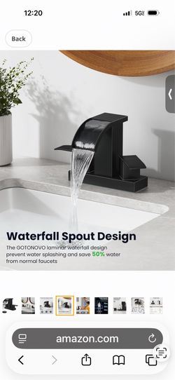 gotonovo Waterfall 4’’ Centerset Bathroom Sink Faucet Matte Black A14 $40