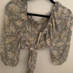 Floral Long Sleeve Crop Top