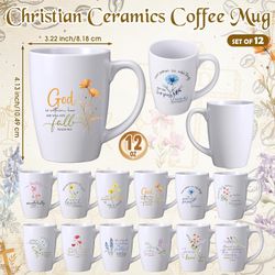 12-Piece Christian Bible Verse Ceramic Coffee Mug Gift Set