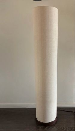 Popular style! Interior designer, fabric pillar floor lamp! Designer, wooden base mid-century style, step on switch, approximately 10x48.25 inches