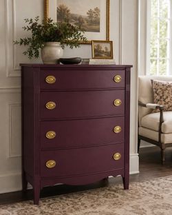 Vintage Federal Revival 4-Drawer Dresser | Mulberry & Gold | Dovetail Drawers