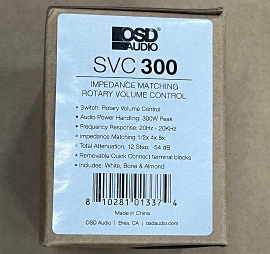 OSD In Wall 300W Knob Volume Control, Speaker Impedance Matching White, Black, B