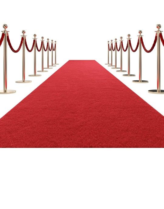 6 Stanchion Gold Post With Rooe And Red Runner