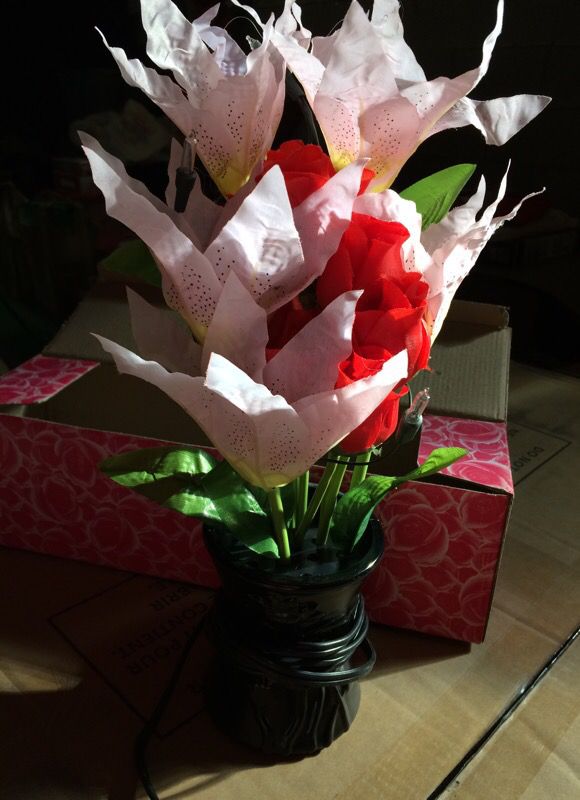 Lightened vase with flowers