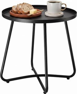 Black Round Metal Side Table