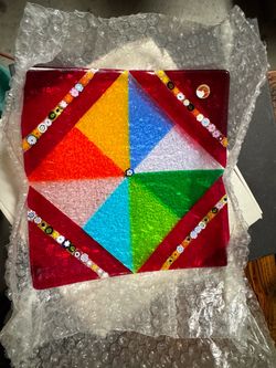 Fused Glass Art Plate Pinwheel Design