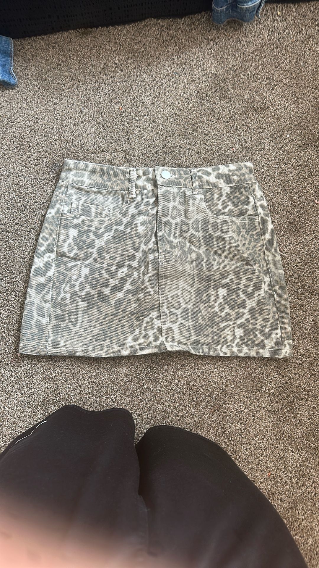 Leopard Print Jean Skirt 